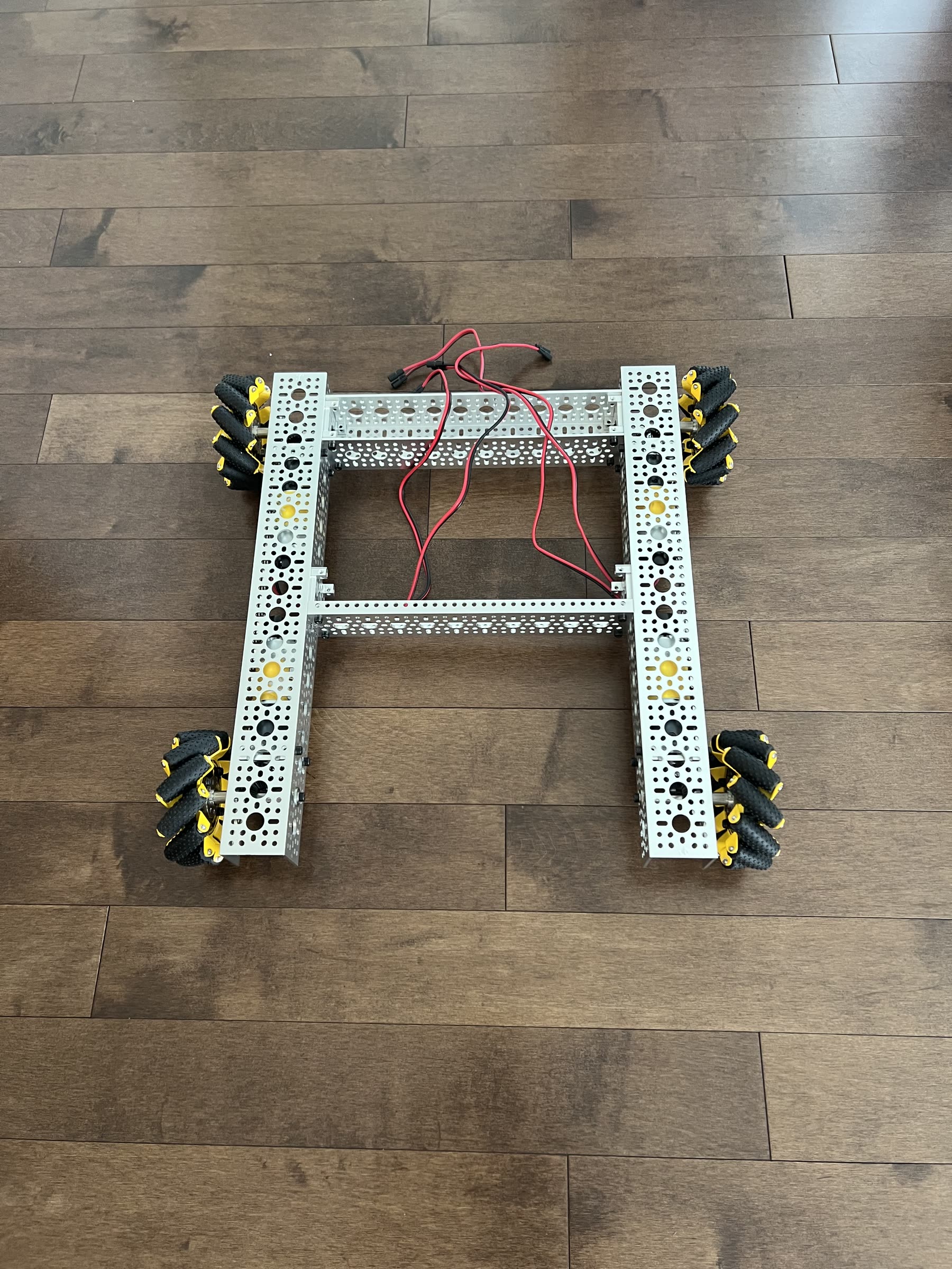 First mecanum drivetrain laid out at home — Northern Star Robotics, FTC Team 30441, Ottawa
